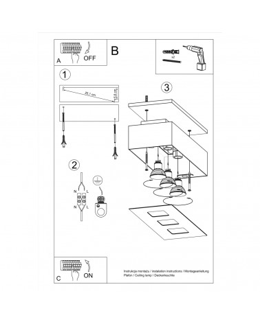 Deckenleuchte MONO 3 schwarz