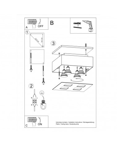 Deckenleuchte MONO 4 schwarz