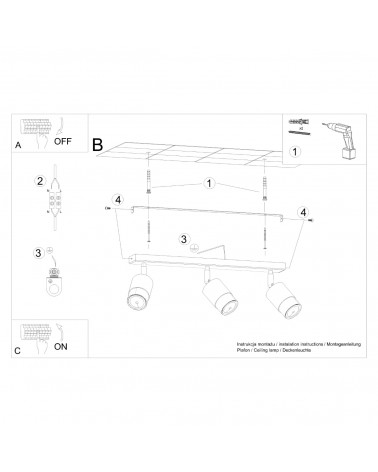 Deckenleuchte NERO 3 schwarz/chrom