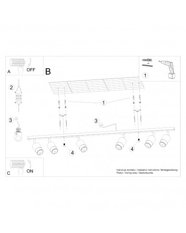 Deckenleuchte NERO 6 schwarz/chrom