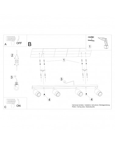 Deckenleuchte NERO 4 schwarz/gold