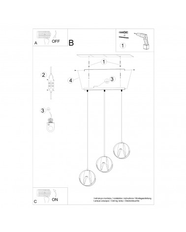 Hängeleuchte TULOS 3L schwarz