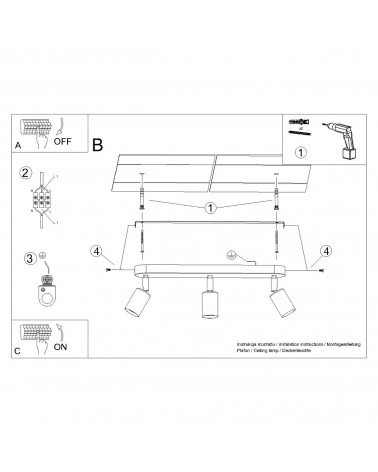 Deckenleuchte FORNES 3 schwarz
