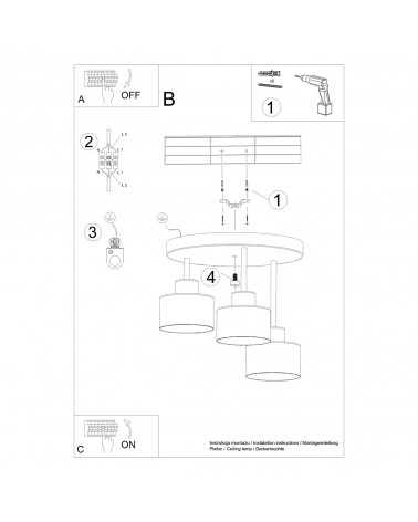 Deckenleuchte SAVAR 3 schwarz