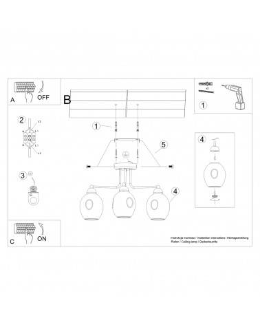 Kronleuchter FILLAN 3 schwarz
