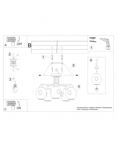 Kronleuchter FILLAN 5 schwarz