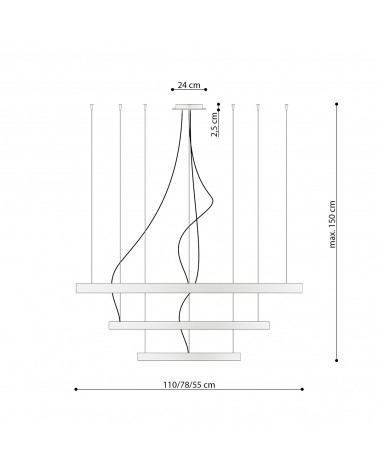 Kronleuchter RIO 3 55/78/110 schwarz LED 4000K